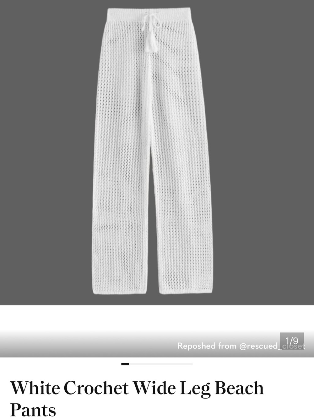 White Crochet Wide-Leg with Drawstring Waist